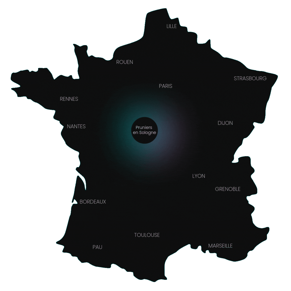 Carte de la France montrant les zones d’intervention de l’équipe PRESTANOVA